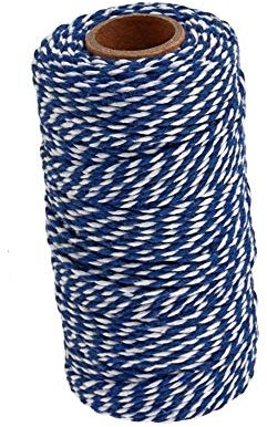 Voarge Spago da Giardino da 100 m Filo di Cotone per Confezioni Regalo, Filo di Cotone Spago Colorato Cotone Bakers Twine (Blu e bianco)