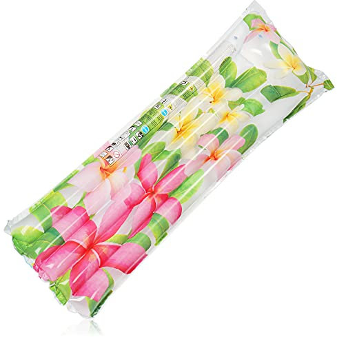 com-four® Luftmatratze - Wasserluftmatratze mit integriertem Kopfkissen - Luftmatratze Pool für Badespaß, Sonnenbaden, Schwimmen und Planschen - 183x69cm (1 Stück - weiß/Blumen)