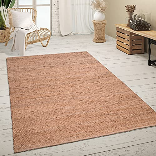 Paco Home Teppich Wohnzimmer Naturfaser Handgearbeitet Jute Meliert Modernes Muster Boho Stil, Grösse:160x230 cm, Farbe:Natur 4