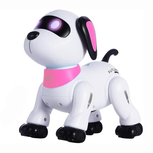 yiman Remote Control Robot Dog Toy – Interactive & Programmable RC Robot Toy for Kids 3+, Smart Dancing Puppy with LED Eyes & Sound, Rechargeable Electronic Pet Toy for Boys & Girls – Pink