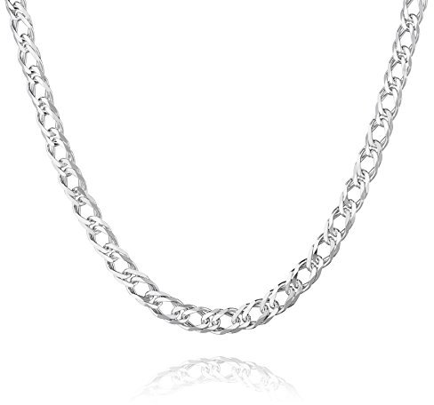 STERLL Herren Halskette Aus 925er Silber Mit Doppelpanzerketten Struktur 70 Cm Länge