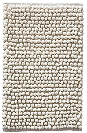 Jotex Hills Badteppich, Popcorn Badematte, Baumwolle und Polyester Mix - Weiß, 80x150 cm