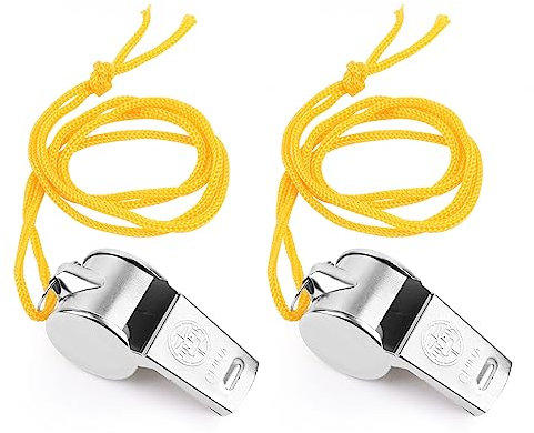 Trillerpfeife, Edelstahl Sportpfeifen 2 Stück Pfeife, Profi Whistle Schiedsrichter Pfeife Set mit Schlüsselband für Schulsport, Fußball Schiedsrichter, Hundetraining, Sportunterricht