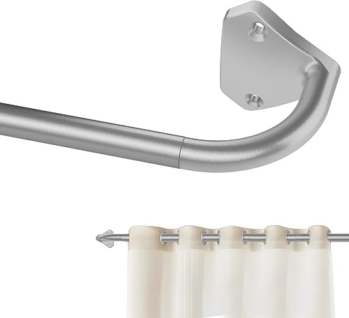GXOACKJ Silver Curtain Rods for Windows 28 to 60 inch, 5/8 inch Adjustable Wrap Around Blackout Curtain Rods for Bedroom & Outdoor