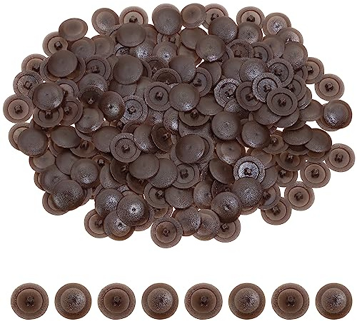 Mini Skater 200Pcs Screw Caps Plastic Self-Tapping Screw Hole Cap Covers for Diameter 7mm Flat Cross Screw Lids Furniture Fittings, (Dark Brown)