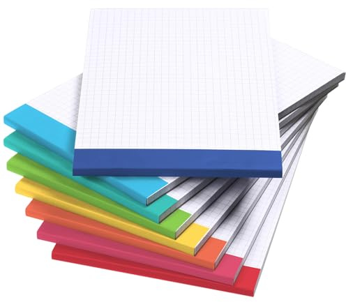 Jetec Small Graph Paper Notepad 5 x 8 Inch Mini Notebook Double Sided Memo Pads Back to School Supply Pocket Notepad Assorted Colors 50 Sheets Graph Paper Notebook(Grid(5x5),8 Pcs)