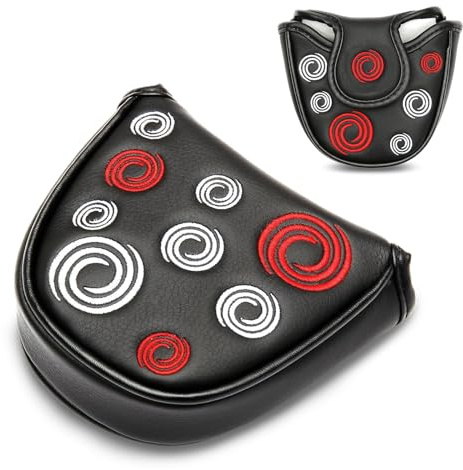 Copri mazza per putter e putter, con ricamo a cerchio, chiusura magnetica di alta qualità, semicircolare, per mazza da golf, si applica alle coperture per putter Odyssey