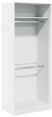 vidaXL Garderob vit 80x50x200 cm konstruerat trä, hatthyllor, klädstång, klädförvaring, klädskåp, klädstänger, jackhängare, garderob, garderober