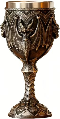 CUZOKOLA Medieval Wine Goblet | Sillver Dungeons and Dragon Cup for Medieval Party Decorations -Novelty Gothic 7oz Stainless Steel D&D Celtic Chalice Dungeons and Dragons Gifts