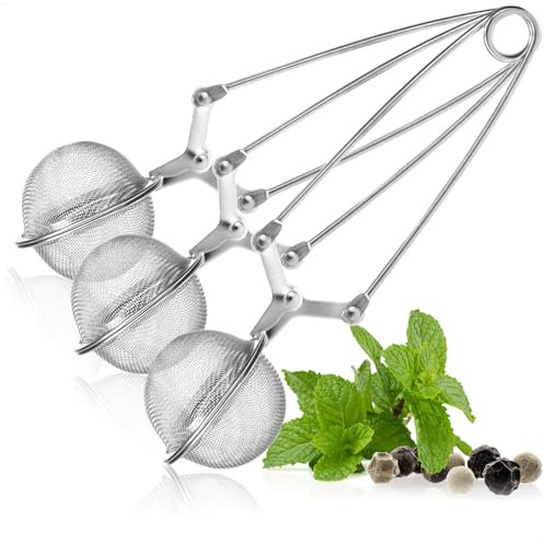 Wilhelm Sell® 3x colino da tè in acciaio inox - infusore da tè a forma di sfera - pinza per colino facile da pulire per tè sfuso, spezie ed erbe - filtro da tè a maglie fini (3 pezzi)