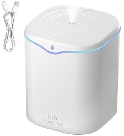 Humidificador compacto de 2 litros para uso en escritorio, humidificador silencioso y apto para viajes, perfecto para habitaciones de niños, guarderías y plantas, control de humedad silencioso y