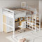 Hochbett 140 x 200 Stabile Metallkonstruktion mit geräumigem Stauraum unter dem Bett und Treppe Ideal für Kinder und Erwachsene Stauraumbett für maximale Platzeffizienz (Weiß)