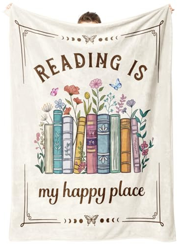 musaecoin Book Lovers Gifts, Reading Blanket Gifts for Book Lovers, Unique Bookish Presents for Reader Bookworm on Birthday Christmas Soft Flannel Throw Blanket 60x50