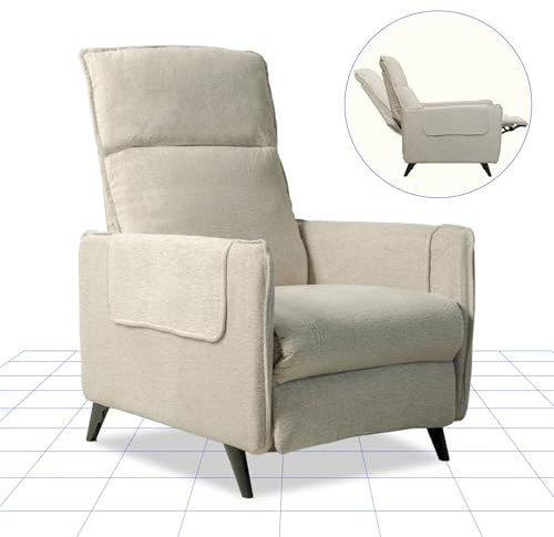 FLEXISPOT Relaxsessel, Pushback, Fernsehsessel mit Liegefunktion, Verstellbarer Schlafsessel im Wohnzimmer, Sessel im Schlafzimmer, Beige