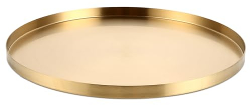 WOPPLXY Bandejas Decorativas, Bandeja Redonda Decorativa 32 cm, Bandeja Dorada de Acero Inoxidable para Velas, Juegos de Té, Cosméticos y Jarrones