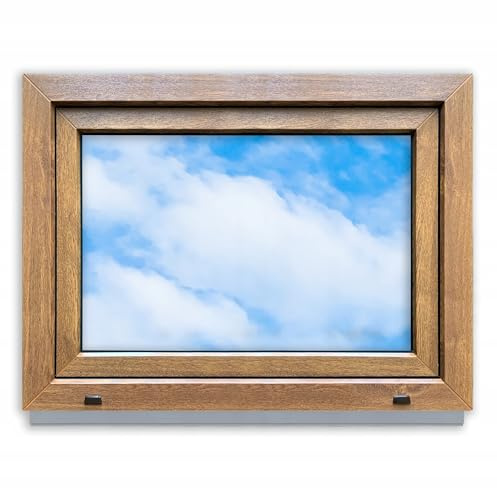 LORAC | Kunststofffenster Goldene Eiche - weiß 800x600mm 80x60cm kippbar, Standard-Fenster mit 2-fach Verglasung, energiesparend, Kellerfenster mit CE-Zertifikat, ideal für Wohnräume und Keller