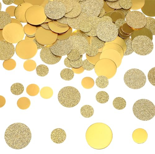 Gold Confetti for Tables, 200Pcs Round Glitter Scatter Table Decoration