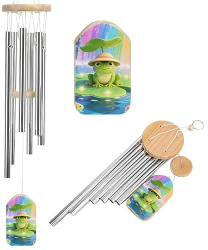 Frog on Giant Lily Wind Chimes for Outside Memorial Tuned Outdoor Windchimes Large Garden Decor Wind Chime with Melodious Sound for Mom Dad Grandma Home Garden Patio Decor