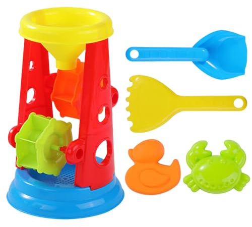 Generisch Moulin à sable et à eau, jouet de plage, roue à eau en plastique avec entonnoir, pelle et tamis à sable, bac à sable, jouet d'eau pour enfants