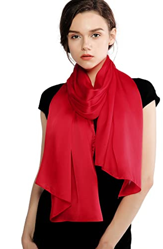RIIQIICHY Silky Red Pashmina Shawls and Wraps for Women Wedding Ladies Lightweight Scarf