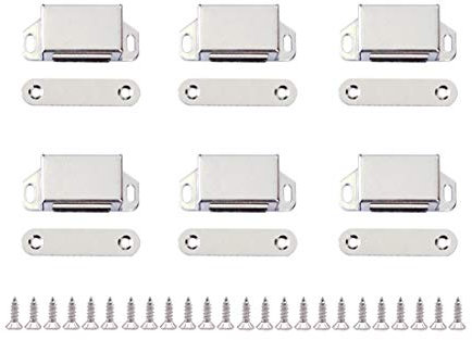 Concisea 6 Sätze Edelstahl Schrank Magnet Magnetverschluss für Möbel Schranktür mit 24x Schraube