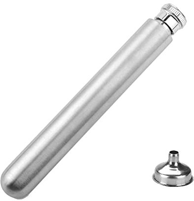 Voarge Tragbar Edelstahl Wein-Fläschchen, Zigarre Geformter Tube für Alkohol, Silber, 2 Oz