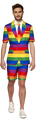 Suitmeister Anzug für Herren besteht aus Sakko, Hose und Krawatte, Summer Rainbow, L