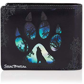 Shag Wear Geldbörse Herren Portemonnaie Groß mit Riessverschluss Münzfach 9 Fächer PU Leder Geldbeutel für Männer Brieftasche Wallet Portmonee - Wolfspfote