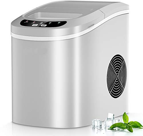 GOPLUS Máquina de hielo de 12 kg en 24 horas, 9 cubitos de hielo por 6-13 minutos, depósito de 2,2 L, 24,2 x 35,8 x 32,8 cm (plata)