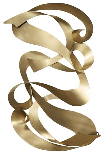Touch of Class Reverence Abstract Wall Sculpture - Handcrafted Plated Steel - Painted by Hand in Satin Gold - Display Horizontally or Vertically - Modern Art Sculpture - Contemporary Big Decor