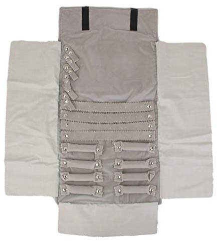 EXCEART Luxury Jewelry Roll Bag 4 Flap Fold Organizer for Earrings Rings Necklaces Lightweight Travel Storage 22.24X11.41X1.18In