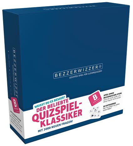 Bezzerwizzer Studio, BEZZERWIZZER Quiz- und Partyspiel, 2+ Spieler, Ab 15+ Jahren, 45 Minuten, 3.000 Fragen in 20 Kategorien, Taktik & Wissen testen, Perfekt für Familie & Freunde, Deutsch