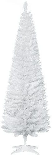 HOMCOM Árbol de Navidad 180 cm Árbol de Navidad Artificial Grande con 390 Puntas de Rama Decoración Navideña para Interiores Fácil de Montar Blanco