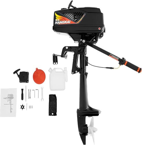 2 Stroke 3.6PS Außenbordmotor Benzin - Bootsmotor Wasserkühlung mit 1,5L Kraftstofftank 55cc 2.6KW Benzin Außenborder CDI System Fischerboot Motor für Schlauchboote,Segelboote Süßwasser Salzwasser