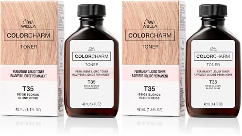 WELLA Color Charm Hair Toner, Neutralize Brass With Liquifuse Technology, T35 Beige Blonde, 1.4 oz (Pack of 2)