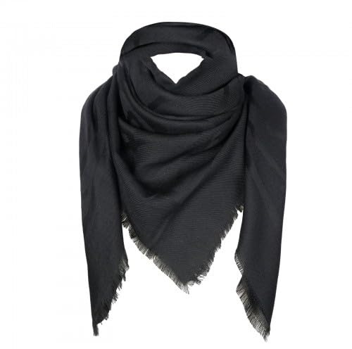 Husalsea Écharpe en Coton Doux, Écharpe en Mousselin, Foulard pour Femmes, Foulard écharpe avec Tassel, Tactiques écharpe Militaire, Foulard Triangulaire, 110 x 110 cm, Noir
