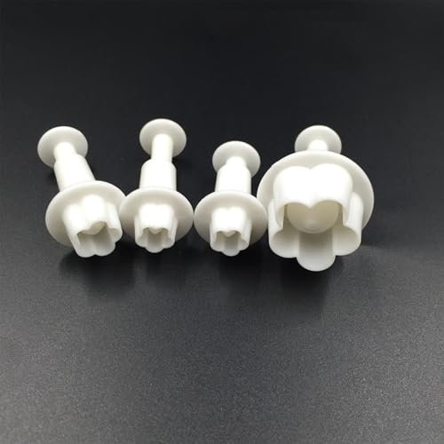 1 Set Fondant Flower Cutter,White Flower Plunger Cookie Cutter, Cake Decorating Tools,Dessert And Candy Sculpting Tools,White Baking Accessories