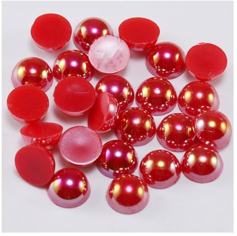 Wisafory Cuentas semicirculares con parte trasera plana, perlas de resina semiredondas, fondo plano, perlas de imitación brillantes, perlas sintéticas para manualidades, collares, pulseras, joyas,