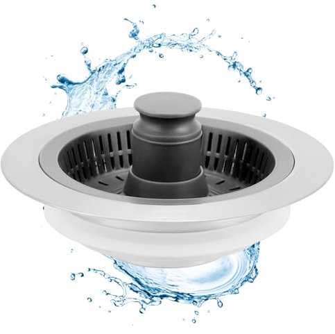 QWORK® 3 en 1 Tapón para Fregadero, tapón para Fregadero de Cocina, tapón desague Fregadero Universal Acero Inoxidable, combinación de colador y tapón