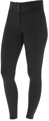 Covalliero Pantaloni da Equitazione Highwaist, Legging da Equitazione, Abbigliamento da Equitazione, Nero, Taglia 36, Poliammide, Donna, Pratica Tasca per Il Cellulare, Larga Cintura