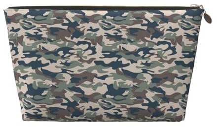 Bolsa de maquillaje con estampado de camuflaje verde, bolsa de aseo de viaje para mujeres, bonita bolsa de maquillaje de cuero organizador