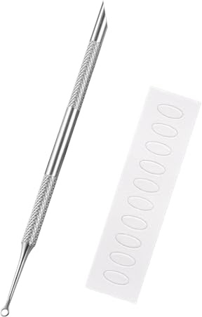 2 Pcs Cuticle Pusher, 2-in-1 Cuticle Sticks, Stainless Steel Cuticles Pusher Tool with 10 Sheet Sandpaper, Nail Etching Tool, Non Slip Double Ended Nail Cuticle Trimmer for Manicure Pedicure