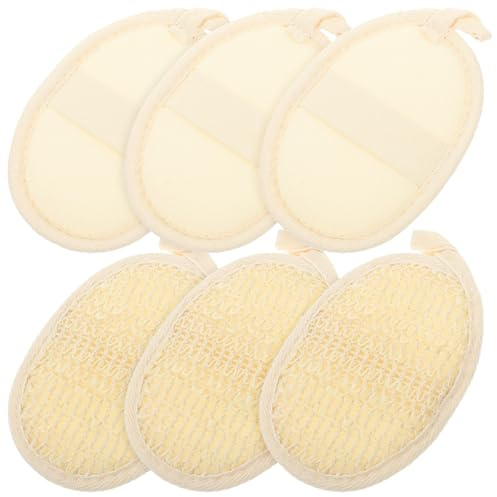FONDOTIN 6 Stück Teiliges Natürliche Loofah Körperpeeling Pads Weich und Hautschonend Sanftes Peeling und Massage für Gesichtsreinigung Make up entfernung und Tägliche Körperpflege