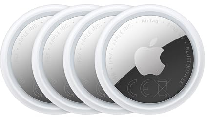 Apple AirTag (2. Generation) 4er Pack: Tracker für Schlüsselbund, Portemonnaie und mehr: Ortungsgerät mit Ton, einfache Einrichtung mit einem Klick über iPhone oder iPad, Schlüsselfinder, Genaue Suche