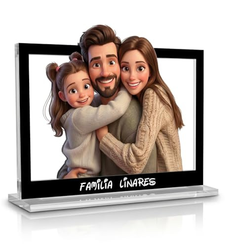 stargrafic Marco Acrílico Personalizado con Caricatura 3D – Foto Convertida en Ilustración Estilo Animación, Acrílico 5 mm Corte Láser, Soporte Incluido – Regalo Emotivo.(10 x 15 cm)