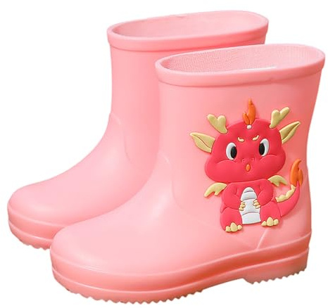 Generisch Stivali di gomma con suola in gomma, superficie di corsa strutturata, per studenti elementari, impermeabili, antiscivolo, caldi foderati, Colore: rosa., 29.5 EU