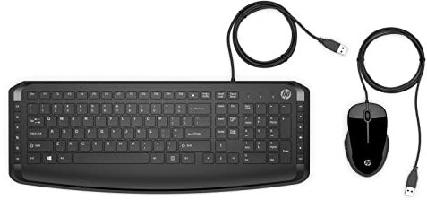 HP Pavilion 200 Tastiera e Mouse USB, Tasti Scelta Rapida e Multimediali, Indicatore LED Blocco Maiuscole/Numeri e Tasti Scorrimento, Poggiapolsi Incorporato, DPI 1600, Design Sottile, Nero