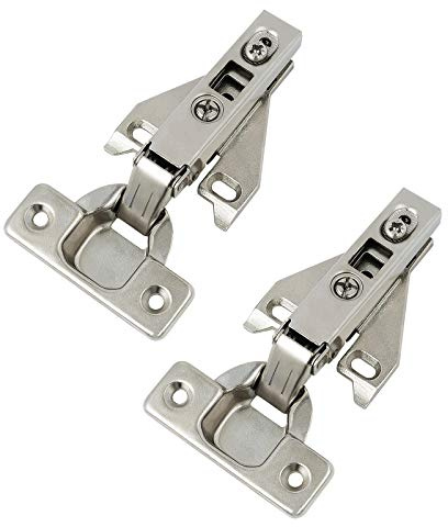 Probrico 1 Pair（2 Pack） Kitchen Cabinet Hinges for Face Frame Cabinet, Concealed Cabinet Hinges Brushed Nickel with Mounting Screws