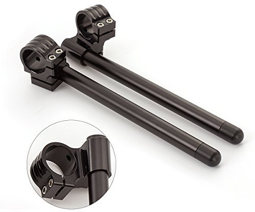 Rzmmotor 48mm 7/8 Motorcycle Aluminum CNC Riser Fork Tube Clip On Handlebar Replaceable Compatible with Universal Bike Cafe Racer