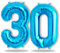 FUNXGO Folien-Ballon 30, Helium-Ballon, Luftballon-Zahl, nachfüllbare Riesen-Ballonzahl, Party-Deko zum 30. Geburtstag, Jubiläum, Hochzeit, blau